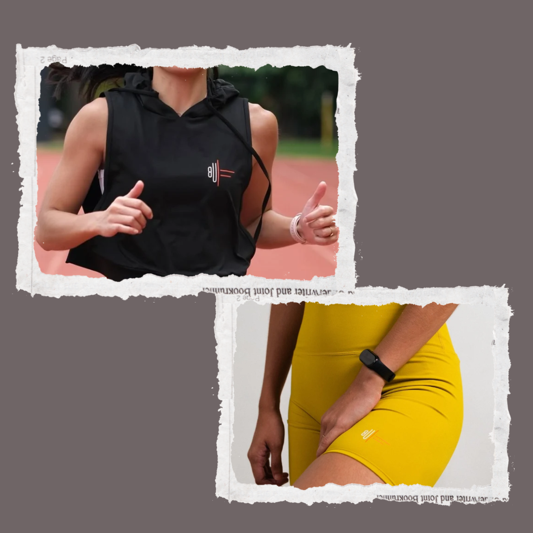 BUF Active Foundations Grounded Set featuring black hoodie and mustard shorts, limited edition.